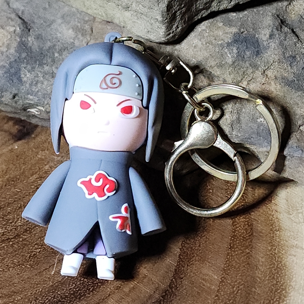 Naruto Anime Figure Keychain Key Ring (Gray-Itachi Uchiha)